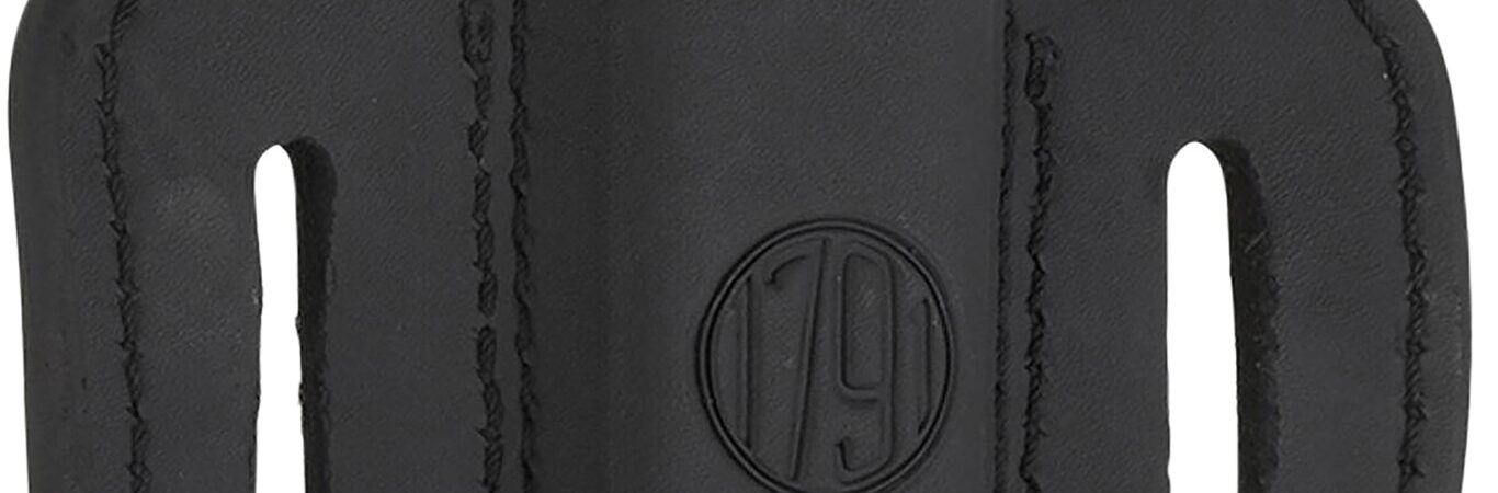 1791 Gunleather MAG12SBLA MAG1.2 Single Mag Holster Stealth Black Leather Belt Slide Compatible w/ Double Stack Ambidextrous