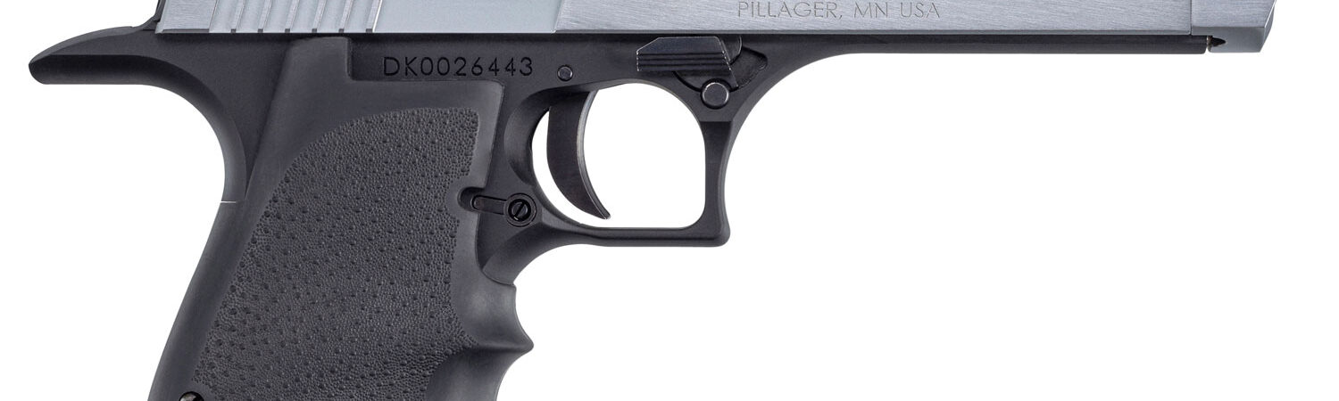 Magnum Research DE357L5BC Desert Eagle L5 357 Mag 5" with Muzzle Brake 9+1 Black Hardcoat Anodized Aluminum Frame Brushed Chrome Carbon Steel Slide Black Hogue Wraparound Rubber Grip