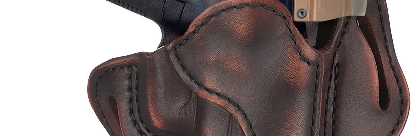 1791 Gunleather ORBH23VTGR BH2.3 Optic Ready OWB Size 2.3 Vintage Leather Belt Slide Compatible w/Glock 17/20/21/22/31/34/35/40/41/ Ruger 95/American Right Hand