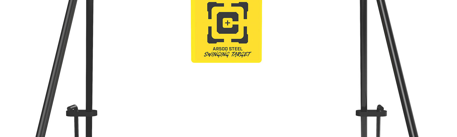 Caldwell 1187590  Swinging Rifle Black/Yellow AR500 Steel Hanging Standing Includes Ground Stakes