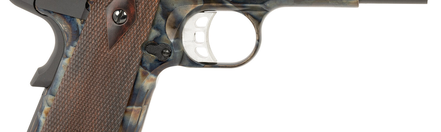 Tyler Gun Works TGWCMCC45 Custom 1911 Commander 45 ACP 7+1 4.25" Stainless Match Grade Barrel, Blued Serrated Steel Slide Color Case Steel Frame w/Beavertail, Walnut Grip