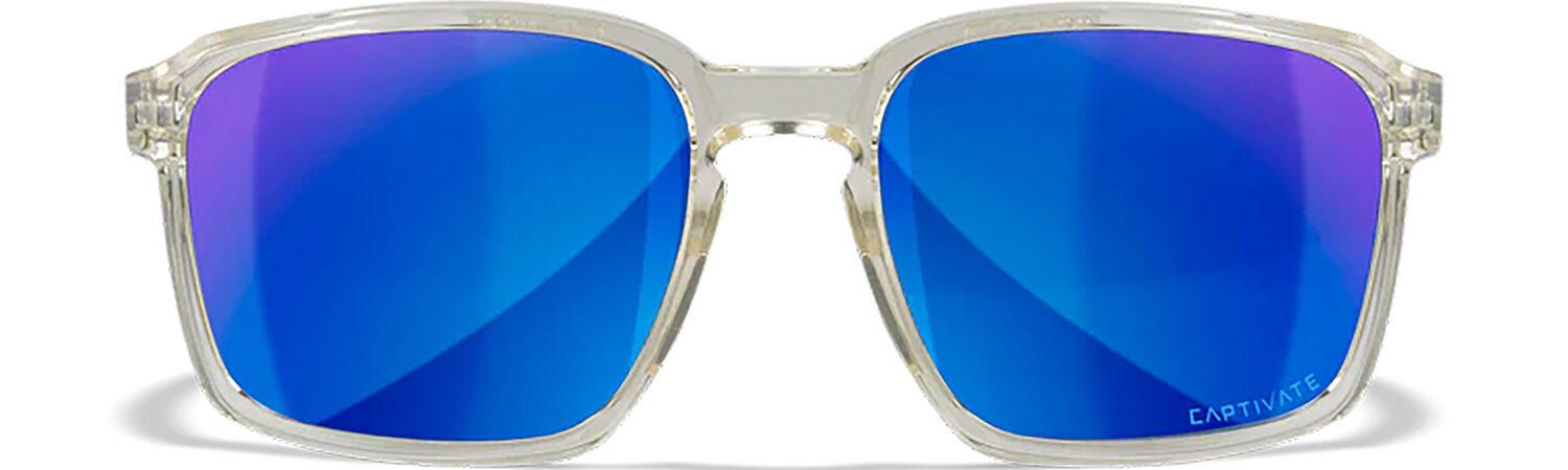 Wiley X AC6ALF09 Alfa  M/L Blue Mirror Lens Polycarbonate Gloss Clear Crystal Frame Frame