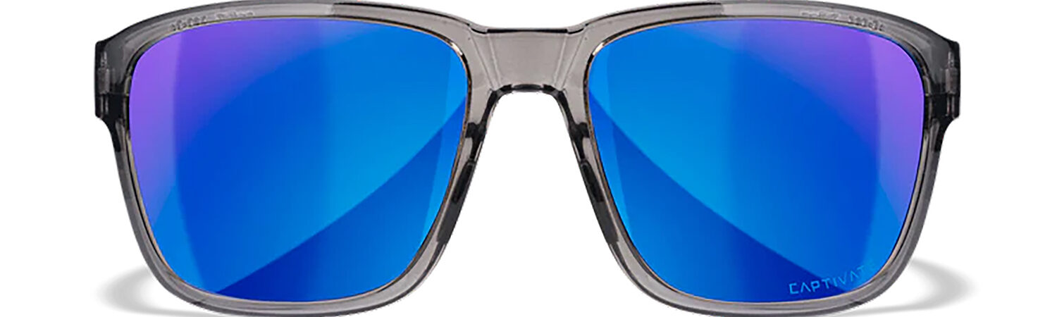 Wiley X AC6TRK09 Trek  M/L Blue Mirror Lens Polycarbonate Gloss Crystal Dark Gray Frame