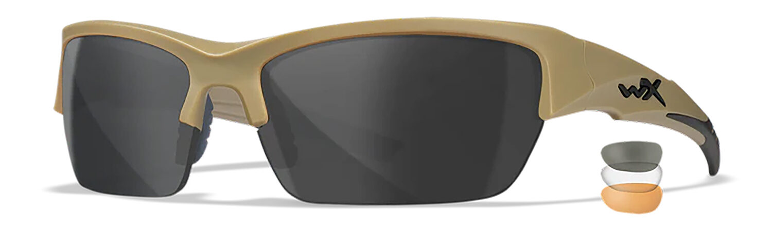 Wiley X CHVAL06T Valor  Medium Smoke Gray/Clear/Light Rust Lens Polycarbonate Matte Tan Frame