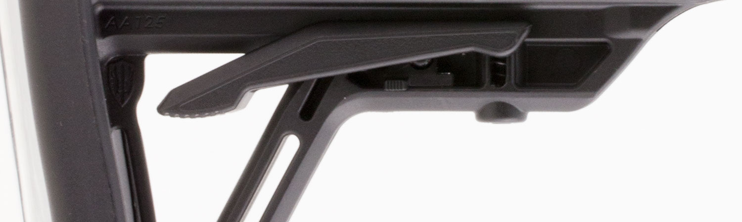 Archangel AA125 Low-Profile  Black Synthetic, 6 Position, Fits AR-Platform with Commercial Tube