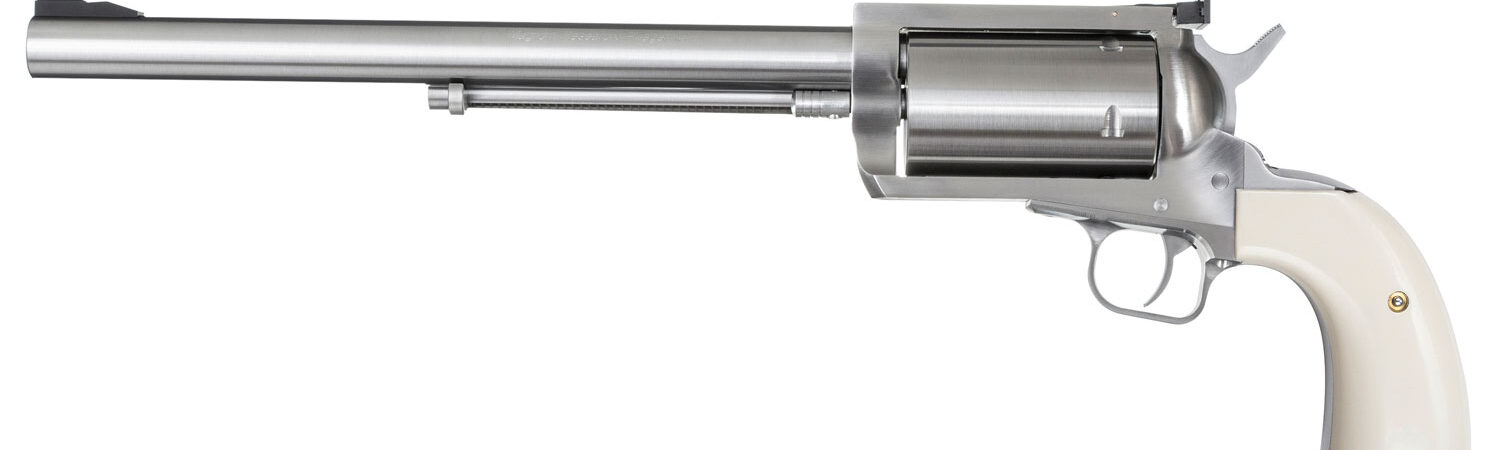 Magnum Research BFR500SW10B BFR Long Cylinder Extra Large 500 S&W Mag 5 Shot 10" Brushed Stainless Steel Barrel, Cylinder & Frame, Bisley White Laminate Grip, Exposed Hammer