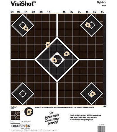 Champion Targets 45804 VisiShot  5-Diamond Paper Hanging Pistol/Rifle 13" x 18" Black/White 10 Pack