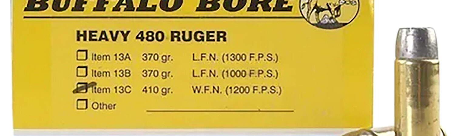Buffalo Bore Ammunition 13C20 Heavy Strictly Business 480Ruger 410gr Wide Flat Nose 20 Per Box/12 Case