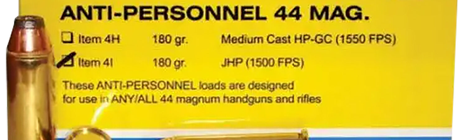 Buffalo Bore Ammunition 4I20 Anti-Personnel Strictly Business 44Rem Mag 180gr Jacketed Hollow Point 20 Per Box/12 Case