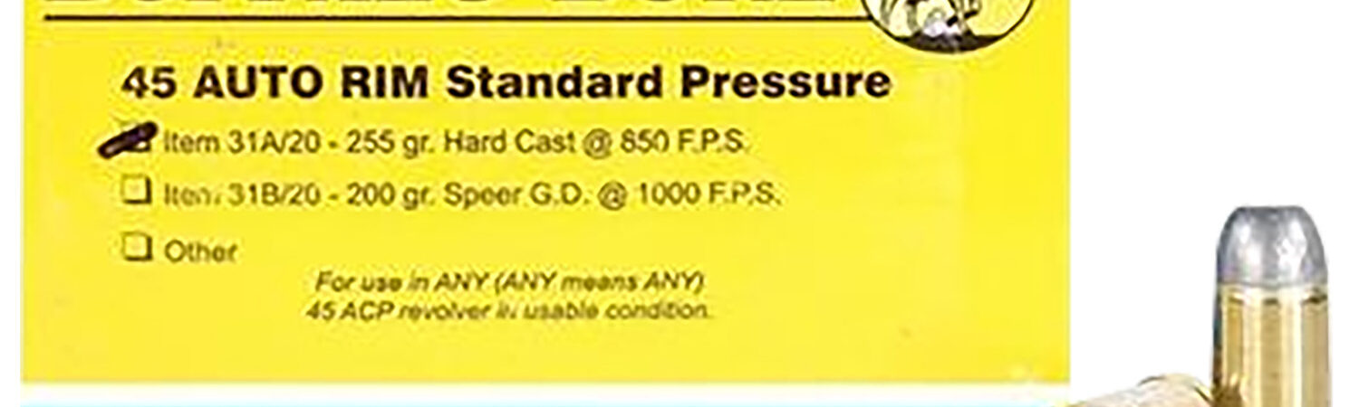 Buffalo Bore Ammunition 31A20 Standard Pressure Strictly Business 45Auto Rim 255gr Hard Cast Flat Nose 20 Per Box/12 Case