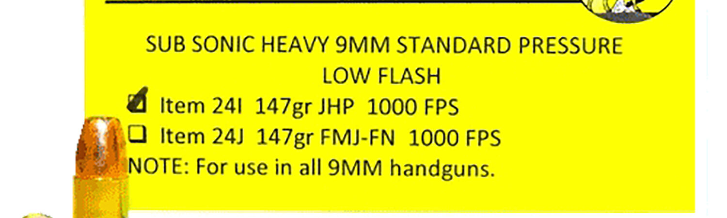 Buffalo Bore Ammunition 24I20 Subsonic Strictly Business 9mmLuger Subsonic 147gr Jacketed Hollow Point 20 Per Box/12 Case