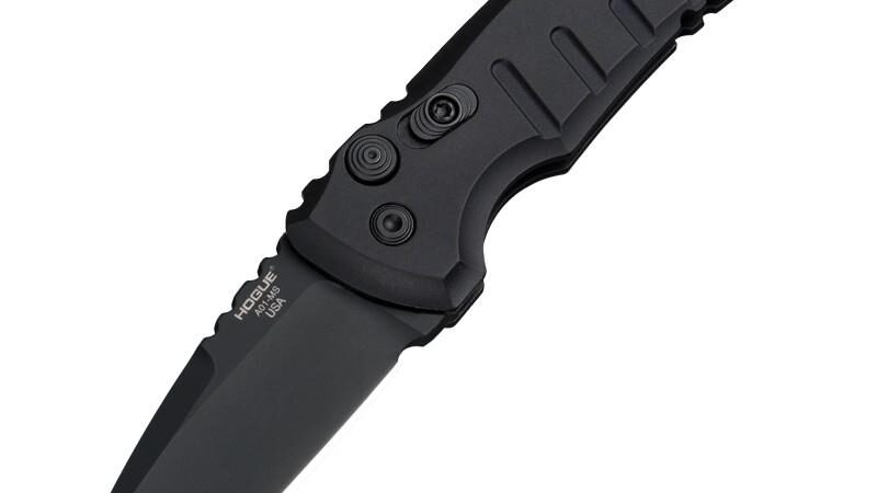 Hogue A01-Microswitch Automatic Folder Knife 2-3/4" Drop Point Blade Black