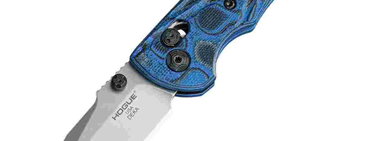 Hogue Deka 3.25" ABLE Lock Folder Clip Point Blade Tumble Finish G-10 Blu Lava