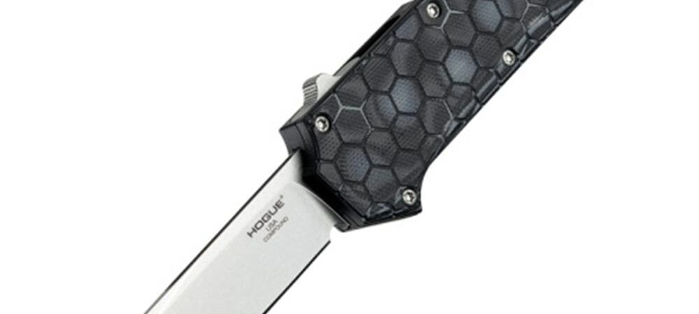 Hogue Compound OTF Automatic Knife 3-1/2" Clip Point Blade G-Mascus Black