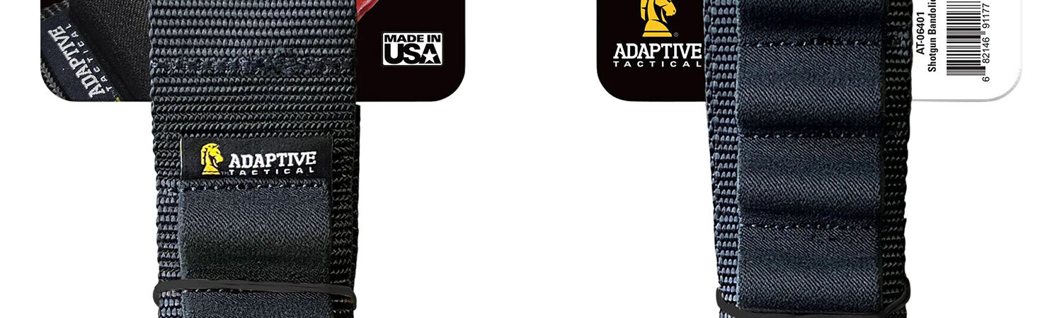 ADAPTIVE TACTICAL AT06401 Shotgun Bandolier  45rd Black Nylon Reinforced, Non-Slip Elastic Loops Fully Adj. Fit