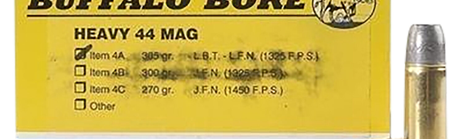 Buffalo Bore Ammunition 4A20 Heavy Strictly Business 44Rem Mag 305gr Hard Cast Lead Flat Nose 20 Per Box/12 Case