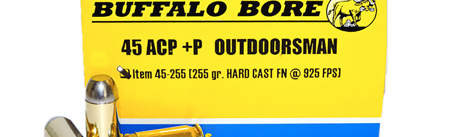 Buffalo Bore Ammunition 4525520 Outdoorsman Strictly Business 45ACP +P 255gr Hard Cast Flat Nose 20 Per Box/12 Case