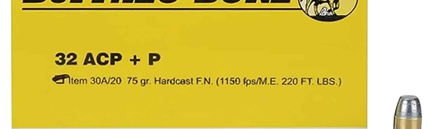 Buffalo Bore Ammunition 30A20 Personal Defense Strictly Business 32ACP +P 75gr Hard Cast Flat Nose 20 Per Box/12 Case