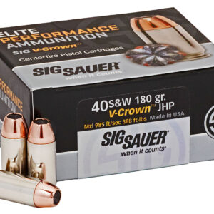 Sig Sauer E40SW250 Elite Performance 40S&W 180gr V-Crown Jacketed Hollow Point 50 Per Box/10 Case