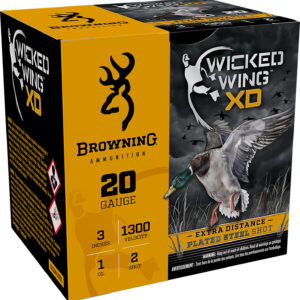 Browning Ammo B193412032 Wicked Wing XD 20Gauge 3" 1oz 2Shot 25 Per Box/10 Case