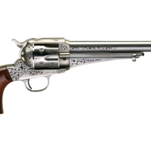 Taylors & Company 550382 1875 Army Outlaw 357 Mag Caliber with 7.50" Barrel, 6rd Capacity Cylinder, Overall White Engraved Finish Steel & Walnut Grip