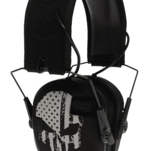 Walker's WPRSEMFSPUN Razor Slim Electronic Freedom Muff 23 dB Over the Head Black w/Distressed Punisher Flag Polymer