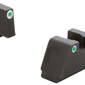 AmeriGlo GL330 Optic Compatible Sight Set for Glock  2XL Tall Green Tritium White Outline Front Sight-Green Tritium White Outline Rear Sight