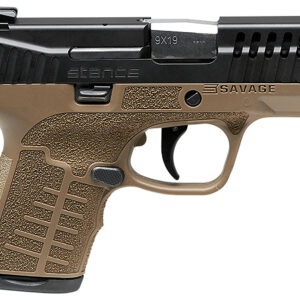 Savage Arms 67007 Stance 9mm Luger 8+1 3.20" Stainless Steel Barrel, Black Nitride Ported/Serrated Steel Slide, Flat Dark Earth Polymer Frame, Interchangeable Backstrap Grip, Ambidextrous