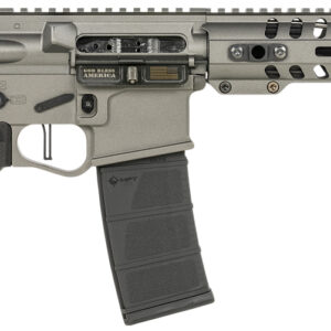 Patriot Ordnance Factory 01802 Minuteman Direct Impingement 5.56x45mm NATO Caliber with 10.50" Barrel, 30+1 Capacity, Tungsten Metal Finish, Buffer Tube Stock & Black MFT Grip Right Hand