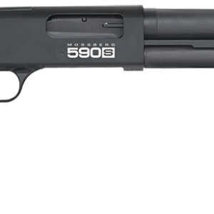 Mossberg 51605 590S 12 Gauge Pump 3" 9+1 18.50" Matte Blued Steel Barrel, Matte Blued Optic Ready Receiver, Fixed Black Synthetic Stock, Right Hand