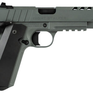 Tisas 10100512 1911 Night Stalker Full Size 45 ACP 8+1 5" Black Steel Ramped Barrel, Platinum Grey Cerakote Ported/Serrated Slide & Frame w/Picatinny Rail & Beavertail, Ambidextrous