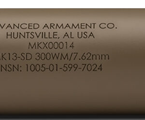 ADVANCED ARMAMENT COMPANY 65008 MK13-SD 30 Cal Rated Up To 300 Win Mag, FDE Titanium, 90T Taper Mount