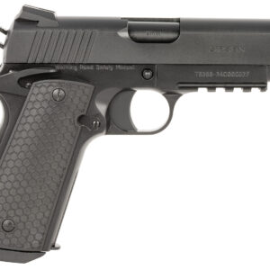 Girsan 392075 MC1911 C Untouchable Compact Frame 9mm Luger 9+1 4.40" Black Steel Barrel, Black Serrated Steel Slide & Frame w/Beavertail & Picatinny Rail, Black Polymer Grip