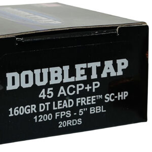 DoubleTap Ammunition 45A160XM 45ACP 160gr Lead Free Hollow Point 20 Per Box/50 Case