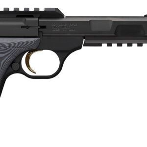 Browning 051598490 Buck Mark Contour Pro 22 LR 10+1 4.40" Black Threaded w/Compensator Barrel, Matte Black Picatinny Rail Receiver, Matte Black Aluminum Frame w/Picatinny Rail, Black/Gray G10 Grip