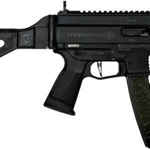 Grand Power 810091152836 Stribog SP9A35S 9mm Luger 30+1 8" Black Picatinny Rail Receiver, SB Tactical Brace, Black Polymer Grip