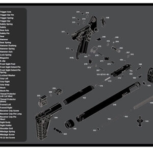 TekMat TEKR36KELSUB2 Kel-Tec SUB2000 Cleaning Mat Black/White Rubber 12"x36" Kel-Tec SUB2000 Parts Diagram