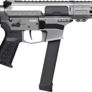 CMMG 99A520FTNG Banshee FE MkGs 9mm Luger 33+1 8" Black Nitride Threaded Barrel, M-LOK Handguard, Tungsten Cerakote Aluminum Receiver w/Picatinny Rail, Black Polymer CMMG RipBrace, CMMG Zeroed Grip