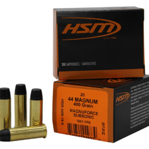 HSM 44M19N 44RemMag Subsonic 400gr Hard Cast Long Flat Nose 20 Per Box/20 Case