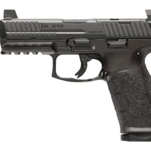 HK 81001224 VP9A1 X Tactical Full Size 9mm Luger 15+1 4.70" Black Threaded Barrel, Black Steel Serrated w/Optic Slide, Black Polymer Frame w/Picatinny Rail, Textured Grip
