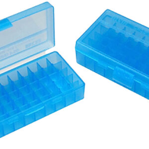 MTM Case-Gard P509M24 Ammo Box Flip-Top Multi Caliber Handgun Clear Blue Polypropylene 50rd