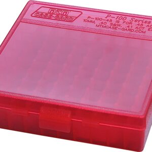 MTM Case-Gard P1004529 Ammo Box Flip-Top Multi Caliber Clear Red Polypropylene 100rd