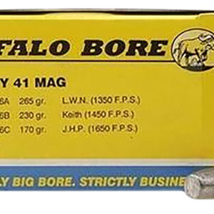 Buffalo Bore Ammunition 16A20 Heavy Strictly Business 41Rem Mag 265gr Hard Cast Lead 20 Per Box/12 Case