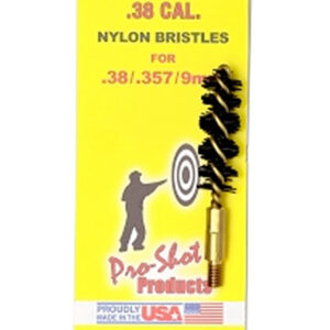 Pro-Shot 38NP Bore Brush  9mm Pistol #8-32 Thread Nylon Bristles Brass Core