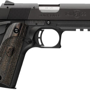 Browning 051817490 1911 Black Label Compact Frame 22 LR 10+1, 3.63" Stainless Steel Barrel, Matte Black Serrated Slide & Polymer Frame w/Beavertail & Picatinny Rail, Black Laminate Stippled Grip