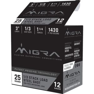Migra Waterfowl Steel Shot Shotshells 12 ga 3" 1-1/4 oz 1430 fps #1/#3 25/ct