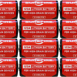 SureFire SF12ABBCS 123A Batteries  Red/Black 3.0 Volts 1,550 mAh (12) Single Package Clamshell