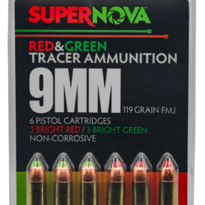 Supernova PMSN9MMMP Green/Red Tracer 9mmLuger 119Gr Full Metal Jacket 6 Per Box/60 Case