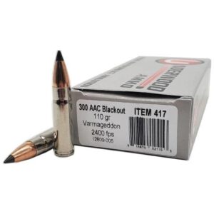 Underwood Ammo Varmageddon Rifle Ammunition 300 Blackout 110gr PT 2400 fps 20/ct
