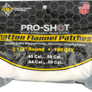 PRO SHOT CLEANING PATCH COTTON - FLANNEL .45-.58 2 1/2" 100CT